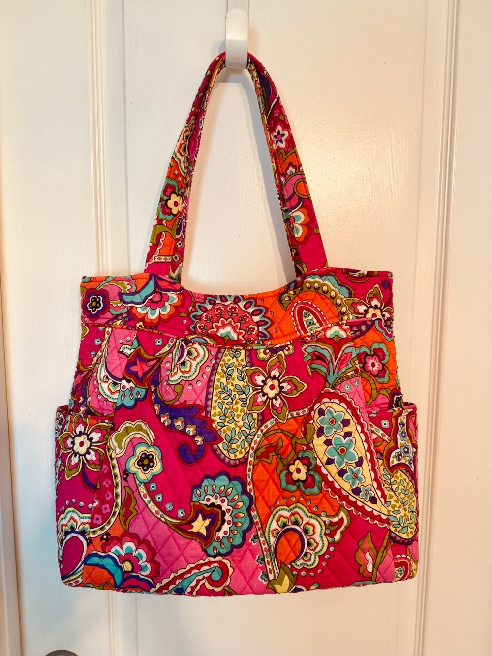 Vera Bradley Hot Pink Paisley Quilted Shoulder Tote